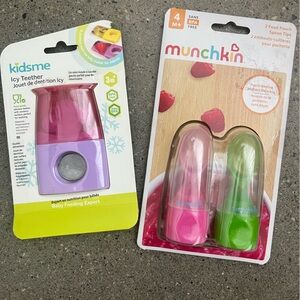 New Munchkin Food Pouch Spoons & Kidsme Icy Teether
